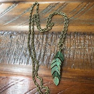 Patina leaf necklace